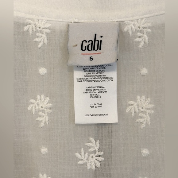 Cabi Midsummer Dress #5943 Elegant White Dress with slip. 2 in 1 - Picture 9 of 9
